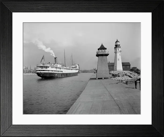 Framed Print : Harbor entrance and lights, Buffalo, N.Y. c.between 1910 and 1920. Creator: Unknown Framed Print : Harbor entrance and lights, Buffalo, N.Y. c.between 1910 and 1920. Creator: Unknown