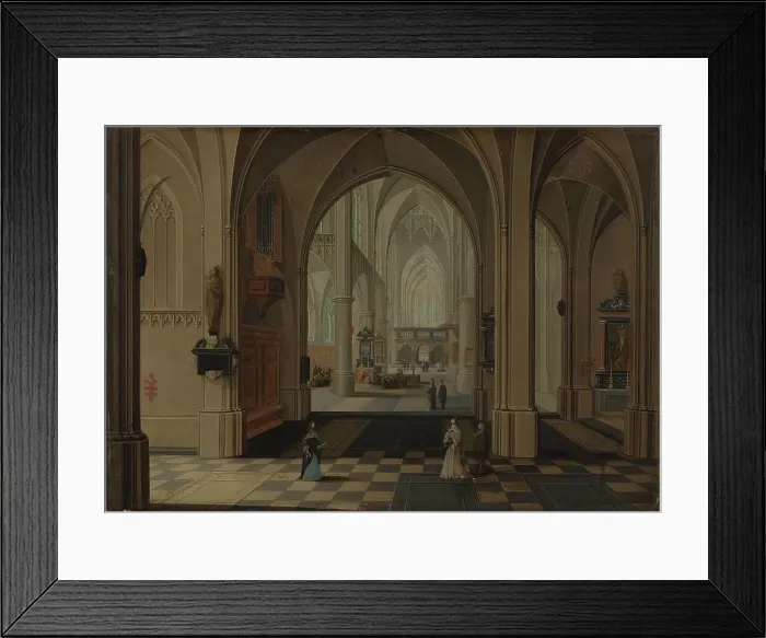 Framed Print : Interior of an Imaginary Gothic Church, Looking East, c.1655-c.1660. Creator: Peeter Neeffs the Elder Framed Print : Interior of an Imaginary Gothic Church, Looking East, c.1655-c.1660. Creator: Peeter Neeffs the Elder