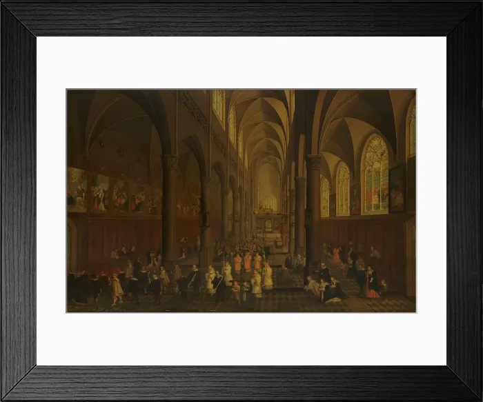 Framed Print : The Interior of the Dominican Church, Antwerp, Looking East, with the Procession of the... 1636. Creator: Peeter Neeffs the Elder Framed Print : The Interior of the Dominican Church, Antwerp, Looking East, with the Procession of the... 1636. Creator: Peeter Neeffs the Elder