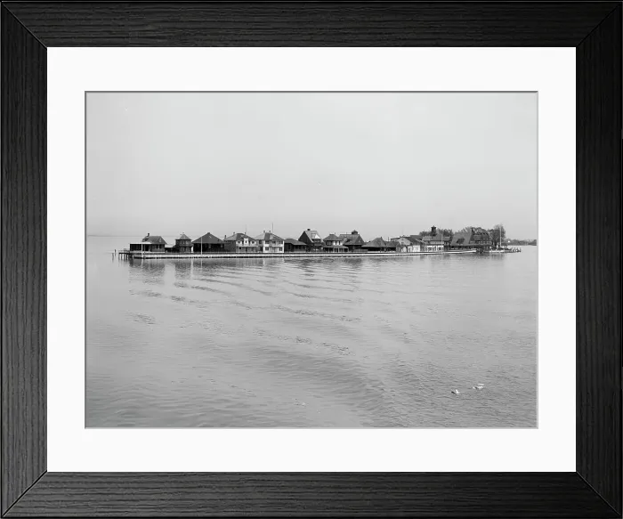 Framed Print : The Old club and cottages, Ste. Claire [sic] Flats, Mich. c.between 1910 and 1920. Creator: Unknown