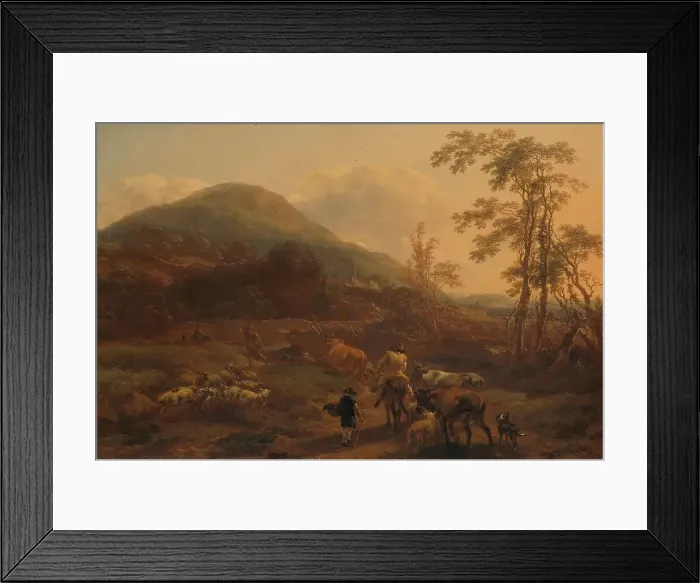 Framed Print : The Three Drovers, 1656. Creator: Nicolaes Berchem Framed Print : The Three Drovers, 1656. Creator: Nicolaes Berchem
