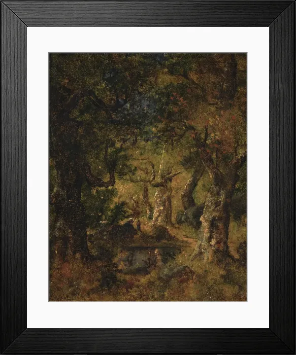Framed Print : Interior of a Wood with Lake and Figures, 1823-1876. Creator: Narcisse Virgile Diaz de la Pena Framed Print : Interior of a Wood with Lake and Figures, 1823-1876. Creator: Narcisse Virgile Diaz de la Pena