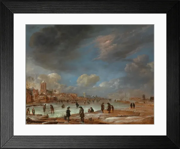 Framed Print : Winter Landscape near a Town with Kolf Players, c.1658-c.1660. Creator: Aert van der Neer Framed Print : Winter Landscape near a Town with Kolf Players, c.1658-c.1660. Creator: Aert van der Neer