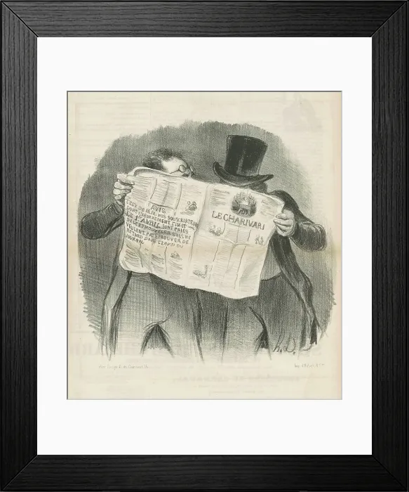 Framed Print : Le lecture du charivari, 19th century. Creator: Honore Daumier Framed Print : Le lecture du charivari, 19th century. Creator: Honore Daumier