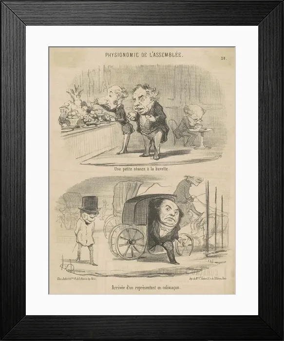 Framed Print : Une petite séance a la buvette, 19th century. Creator: Honore Daumier Framed Print : Une petite séance a la buvette, 19th century. Creator: Honore Daumier