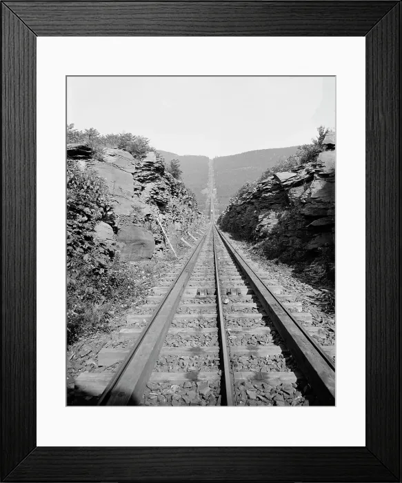Framed Print : Otis Elevating Railway, looking up, Catskill Mts.N.Y. between 1895 and 1910. Creator: Unknown Framed Print : Otis Elevating Railway, looking up, Catskill Mts.N.Y. between 1895 and 1910. Creator: Unknown