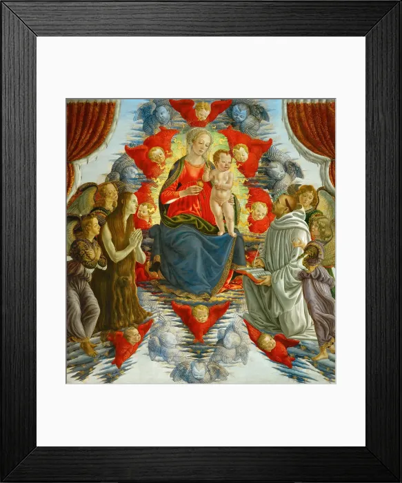 Framed Print : Madonna in Glory with Saint Mary Magdalene, Saint Bernard and Angels, Last quarter of 15th century. Creator: Botticini, Francesco (1446-1497) Framed Print : Madonna in Glory with Saint Mary Magdalene, Saint Bernard and Angels, Last quarter of 15th century. Creator: Botticini, Francesco (1446-1497)