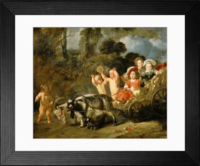 Framed Print : Noble Children In A Carriage Drawn By Goats, 1654. Creator: Bol, Ferdinand (1616-1680) Framed Print : Noble Children In A Carriage Drawn By Goats, 1654. Creator: Bol, Ferdinand (1616-1680)