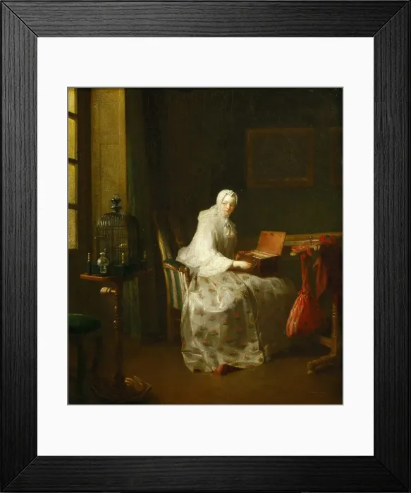 Framed Print : Serinette, 1751. Creator: Chardin, Jean-Baptiste Siméon (1699-1779) Framed Print : Serinette, 1751. Creator: Chardin, Jean-Baptiste Siméon (1699-1779)