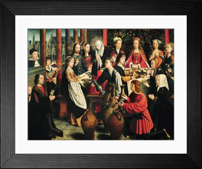 Framed Print : The Wedding Feast at Cana, c. 1500. Creator: David, Gerard (ca. 1460-1523) Framed Print : The Wedding Feast at Cana, c. 1500. Creator: David, Gerard (ca. 1460-1523)