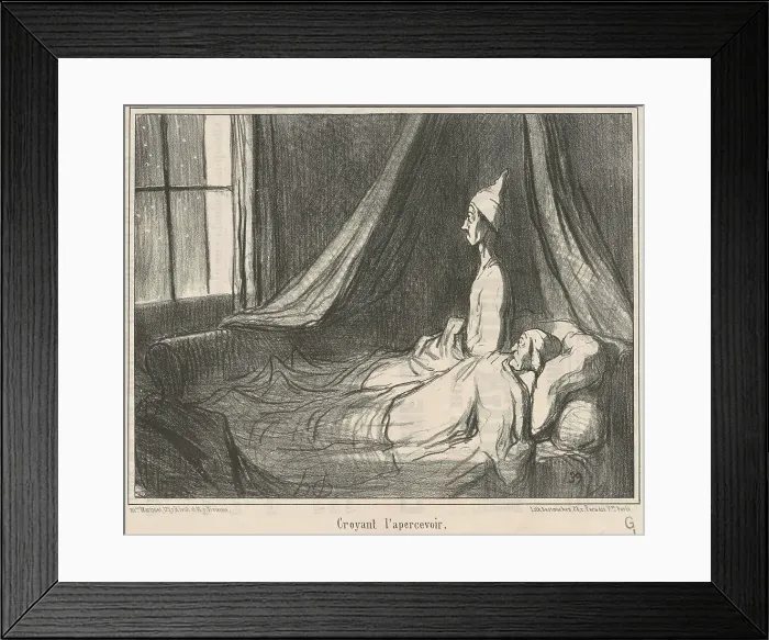 Framed Print : Croyant l'apercevoir... 19th century. Creator: Honore Daumier Framed Print : Croyant l'apercevoir... 19th century. Creator: Honore Daumier