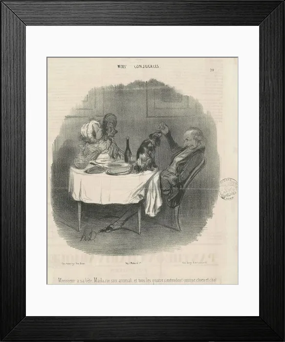 Framed Print : Monsieur a sa bête, Madame son animal... 19th century. Creator: Honore Daumier Framed Print : Monsieur a sa bête, Madame son animal... 19th century. Creator: Honore Daumier