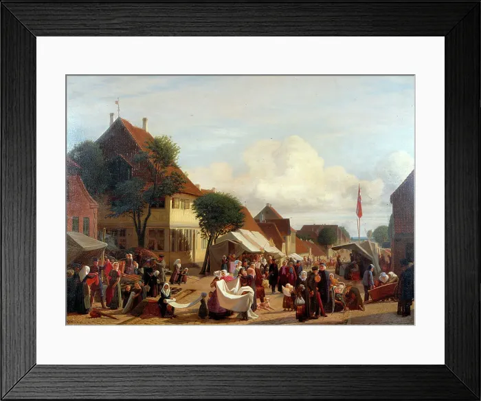 Framed Print : Market day in Fredericia, 1830-1882. Creator: Hans Jorgen Hammer Framed Print : Market day in Fredericia, 1830-1882. Creator: Hans Jorgen Hammer