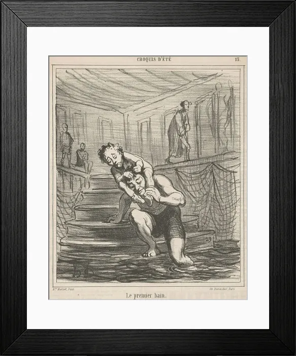 Framed Print : Le premier bain, 19th century. Creator: Honore Daumier Framed Print : Le premier bain, 19th century. Creator: Honore Daumier