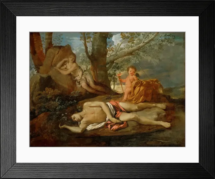 Framed Print : Echo and Narcissus, ca 1627. Creator: Poussin, Nicolas (1594-1665) Framed Print : Echo and Narcissus, ca 1627. Creator: Poussin, Nicolas (1594-1665)