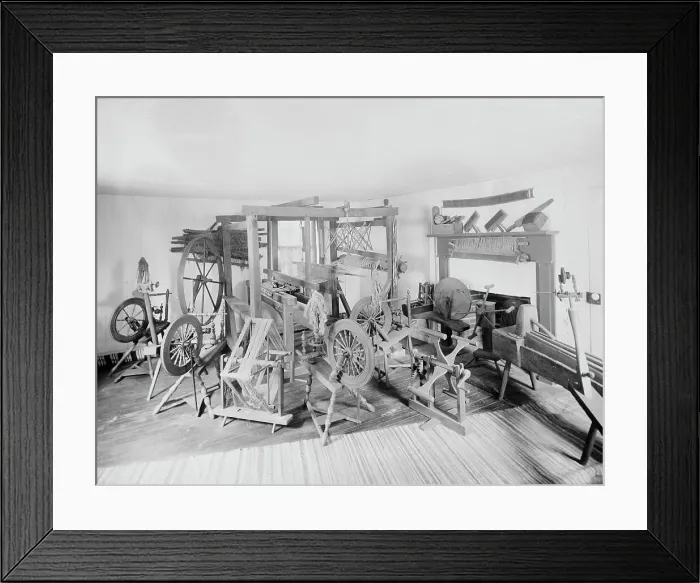 Framed Print : The Spinning room at Mt. Vernon, c.between 1910 and 1920. Creator: Unknown Framed Print : The Spinning room at Mt. Vernon, c.between 1910 and 1920. Creator: Unknown