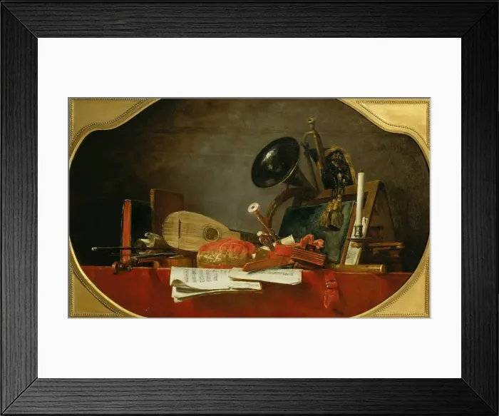 Framed Print : Attributes of Music, 1765. Creator: Chardin, Jean-Baptiste Siméon (1699-1779) Framed Print : Attributes of Music, 1765. Creator: Chardin, Jean-Baptiste Siméon (1699-1779)