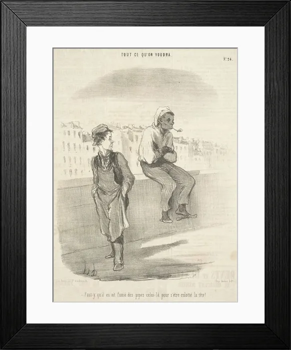 Framed Print : Faut-y qu'il en ait fume des pipes celui-la, 19th century. Creator: Honore Daumier Framed Print : Faut-y qu'il en ait fume des pipes celui-la, 19th century. Creator: Honore Daumier