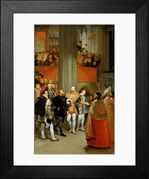 Framed Print : Charles V received by Francois I to the Abbey of Saint Denis, c. 1811. Creator: Gros, Antoine Jean, Baron (1771-1835) Framed Print : Charles V received by Francois I to the Abbey of Saint Denis, c. 1811. Creator: Gros, Antoine Jean, Baron (1771-1835)