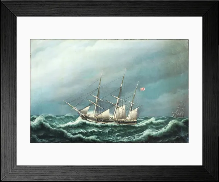 Framed Print : Two Danish frigates signalling to each other in a storm, 1833. Creator: Jacob Petersen Framed Print : Two Danish frigates signalling to each other in a storm, 1833. Creator: Jacob Petersen