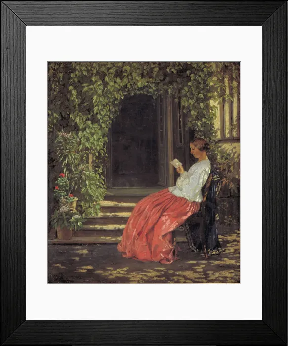 Framed Print : Women reading in front or a garden door, 1834-1903. Creator: Vilhelm Kyhn Framed Print : Women reading in front or a garden door, 1834-1903. Creator: Vilhelm Kyhn