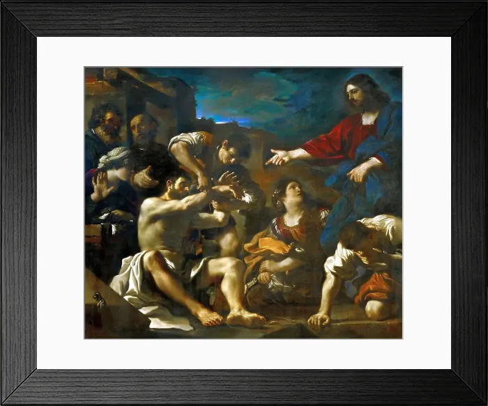Framed Print : The Raising of Lazarus, ca 1619. Creator: Guercino (1591-1666) Framed Print : The Raising of Lazarus, ca 1619. Creator: Guercino (1591-1666)
