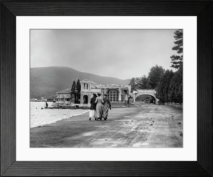 Framed Print : The Shore Road and casino, Fort William Henry Hotel, between 1910 and 1920. Creator: Unknown Framed Print : The Shore Road and casino, Fort William Henry Hotel, between 1910 and 1920. Creator: Unknown