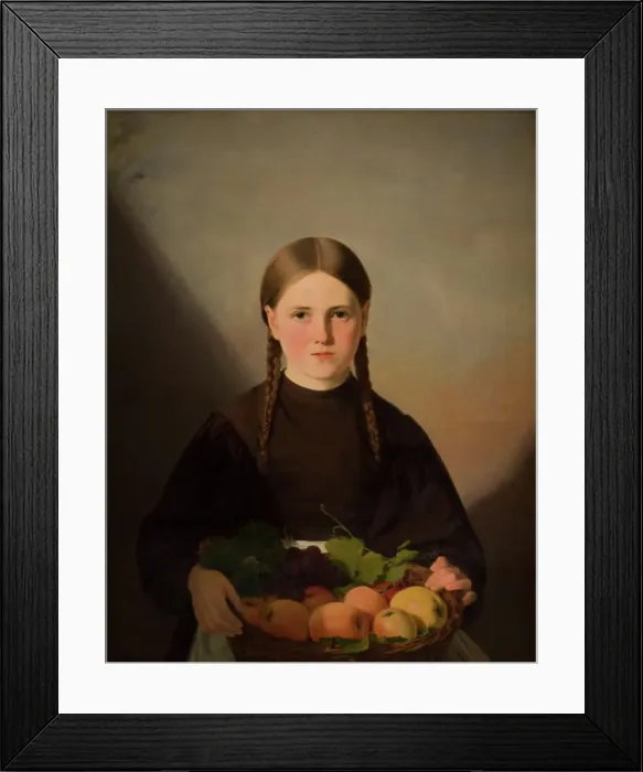 Framed Print : A Girl with a Basket of Fruits, 1834-1835. Creator: Jorgen Pedersen Roed Framed Print : A Girl with a Basket of Fruits, 1834-1835. Creator: Jorgen Pedersen Roed
