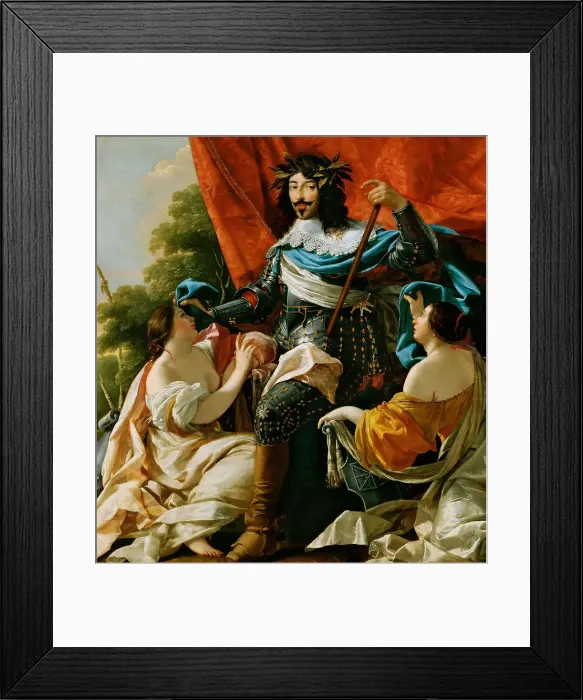 Framed Print : Louis XIII Between Two Figures Symbolizing France and Navarre, 1635. Creator: Vouet, Simon (1590-1649) Framed Print : Louis XIII Between Two Figures Symbolizing France and Navarre, 1635. Creator: Vouet, Simon (1590-1649)