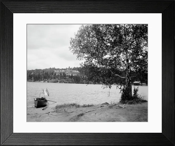 Framed Print : Lower Saranac Lake, the Hotel Ampersand, Adirondack Mtns. N.Y. between 1900 and 1910. Creator: Unknown Framed Print : Lower Saranac Lake, the Hotel Ampersand, Adirondack Mtns. N.Y. between 1900 and 1910. Creator: Unknown