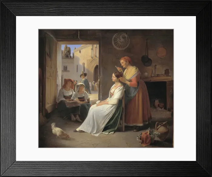 Framed Print : A Roman Woman Adorning Her Young Daughter, 1835. Creator: Albert Kuchler Framed Print : A Roman Woman Adorning Her Young Daughter, 1835. Creator: Albert Kuchler