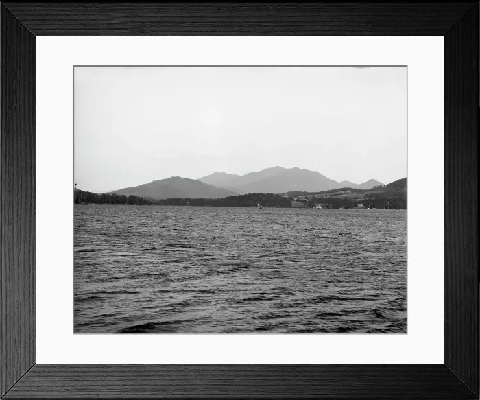 Framed Print : Lower Saranac Lake from Shingle Bay Point, Adirondack Mts. N.Y. between 1900 and 1910. Creator: Unknown Framed Print : Lower Saranac Lake from Shingle Bay Point, Adirondack Mts. N.Y. between 1900 and 1910. Creator: Unknown