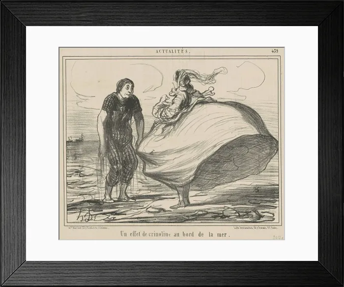 Framed Print : Un effet de crinoline au bord de la mer, 19th century. Creator: Honore Daumier Framed Print : Un effet de crinoline au bord de la mer, 19th century. Creator: Honore Daumier
