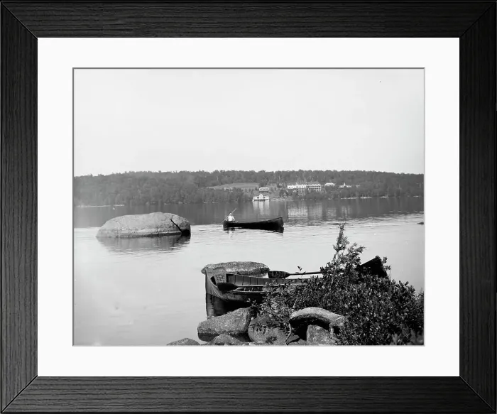 Framed Print : The Wawbeek Inn from Barts Bartlett's? Island, Upper Saranac Lake, Adirondack Mts. NY. c1900-1910 Creator: Unknown Framed Print : The Wawbeek Inn from Barts Bartlett's? Island, Upper Saranac Lake, Adirondack Mts. NY. c1900-1910 Creator: Unknown