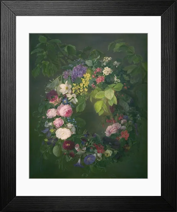 Framed Print : Garland of flowers, 1835-1855. Creator: Emma Thomsen Framed Print : Garland of flowers, 1835-1855. Creator: Emma Thomsen