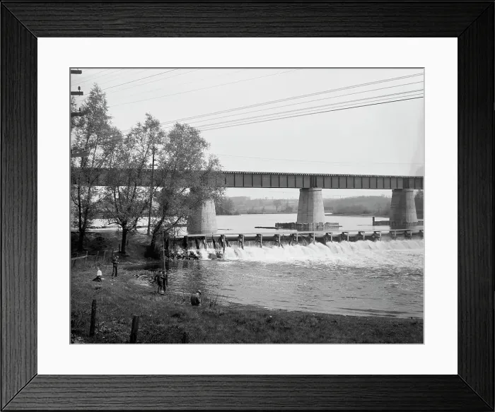 Framed Print : Huron River dam, Ann Arbor, Mich. between 1910 and 1920. Creator: Unknown Framed Print : Huron River dam, Ann Arbor, Mich. between 1910 and 1920. Creator: Unknown