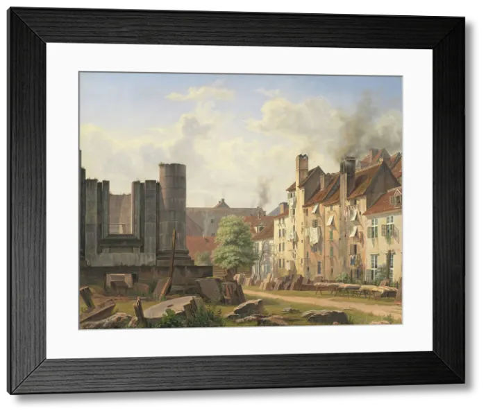 Framed Print : View of the Marble Square with the Ruins of the Uncompleted Frederik's Church, 1835. Creator: Frederik Hansen Sodring Framed Print : View of the Marble Square with the Ruins of the Uncompleted Frederik's Church, 1835. Creator: Frederik Hansen Sodring