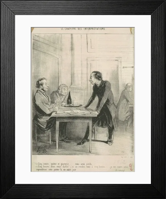 Framed Print : Cinq coeurs, quinte et quatorze... 19th century. Creator: Honore Daumier Framed Print : Cinq coeurs, quinte et quatorze... 19th century. Creator: Honore Daumier