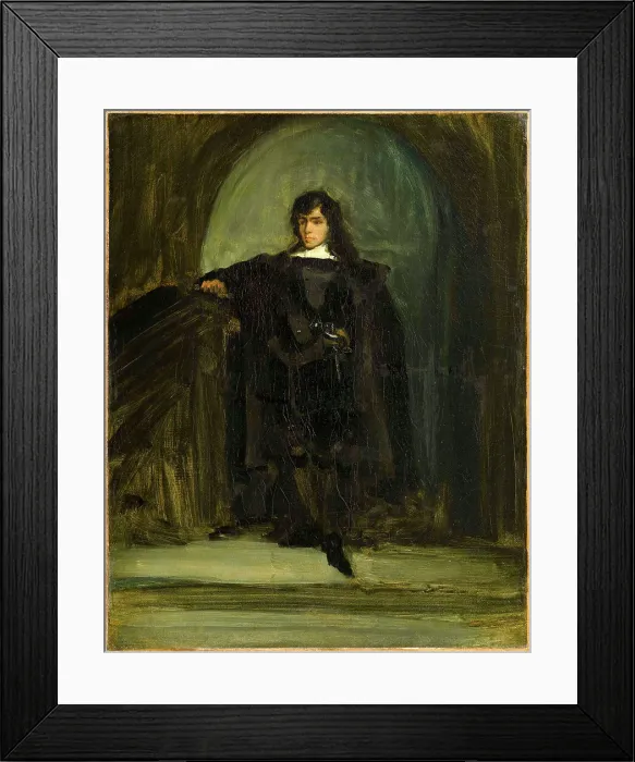 Framed Print : Self-portrait as Hamlet or Ravenswood, ca 1821. Creator: Delacroix, Eugène (1798-1863)