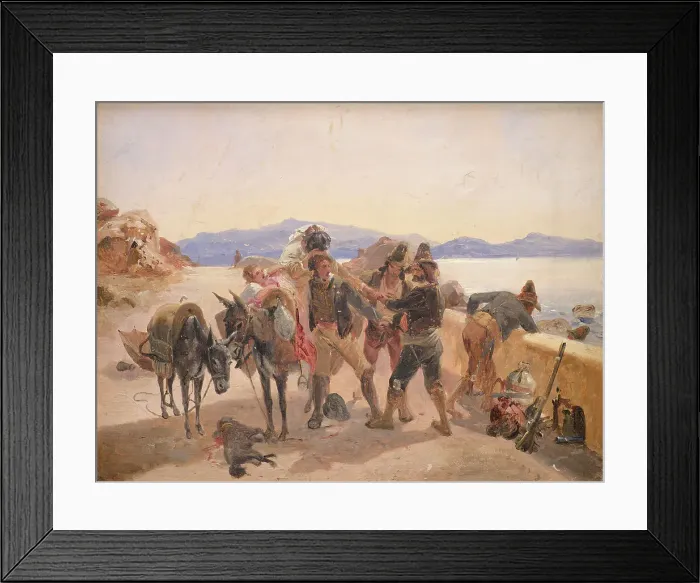 Framed Print : Robbers Attacking Travellers, 1836. Creator: Johann Baptist Kirner Framed Print : Robbers Attacking Travellers, 1836. Creator: Johann Baptist Kirner
