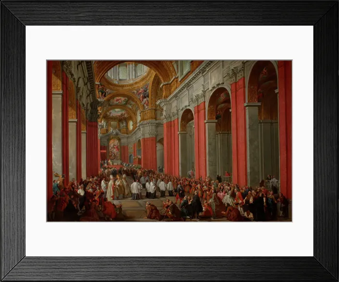 Framed Print : The Consecration of Giuseppe Pozzobonelli as Archbishop in San Carlo al Corso, 1744. Creator: Pannini (Panini), Giovanni Paolo (1691-1765) Framed Print : The Consecration of Giuseppe Pozzobonelli as Archbishop in San Carlo al Corso, 1744. Creator: Pannini (Panini), Giovanni Paolo (1691-1765)
