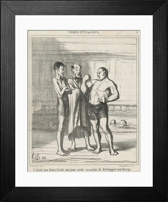 Framed Print : N'allant aux bains froids que... 19th century. Creator: Honore Daumier Framed Print : N'allant aux bains froids que... 19th century. Creator: Honore Daumier