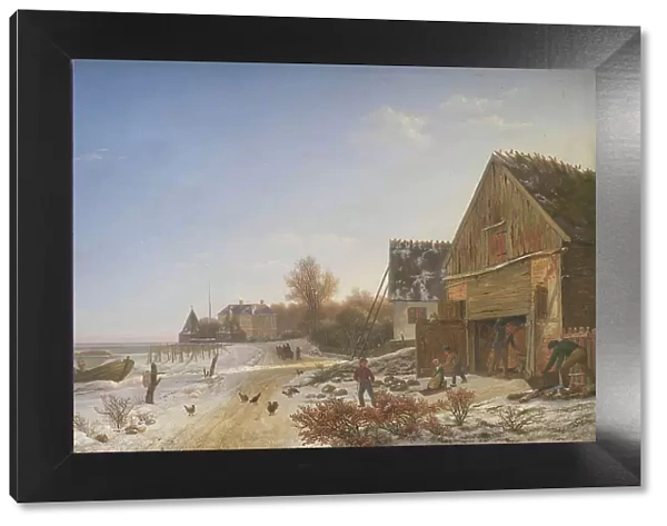 Coast road at Vedbæk, winter afternoon, 1836-1837. Creator: Johan Stroe