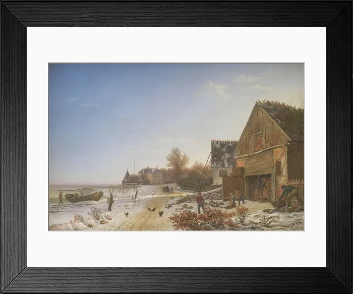Framed Print : Coast road at Vedbæk, winter afternoon, 1836-1837. Creator: Johan Stroe Framed Print : Coast road at Vedbæk, winter afternoon, 1836-1837. Creator: Johan Stroe