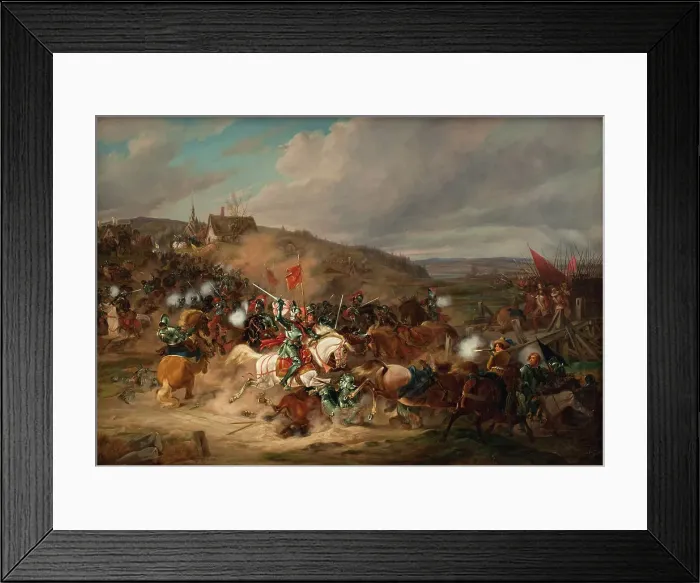 Framed Print : Daniel Rantzau fighting Tureby Bro in Skåne during the Seven Years War, 1563-1570, (1837-1838). Creator: Christian Frederik Carl Holm Framed Print : Daniel Rantzau fighting Tureby Bro in Skåne during the Seven Years War, 1563-1570, (1837-1838). Creator: Christian Frederik Carl Holm
