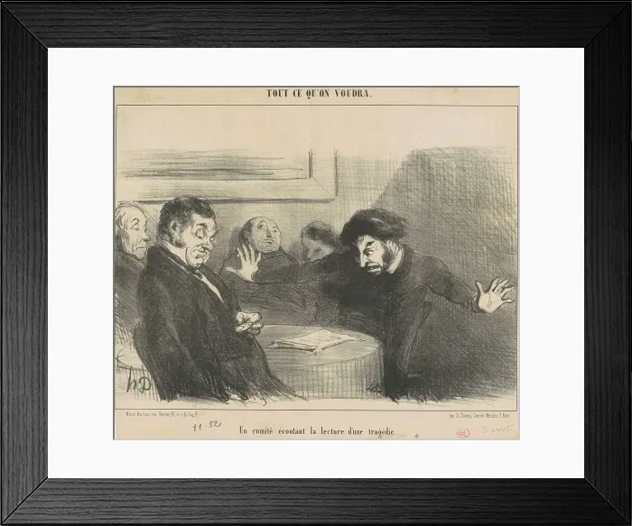 Framed Print : Un comité écoutant la lecture d'une tragédie, 19th century. Creator: Honore Daumier Framed Print : Un comité écoutant la lecture d'une tragédie, 19th century. Creator: Honore Daumier