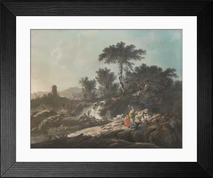 Framed Print : Shepherds Resting by a Stream, 1779. Creator: Jean-Baptiste Pillement Framed Print : Shepherds Resting by a Stream, 1779. Creator: Jean-Baptiste Pillement