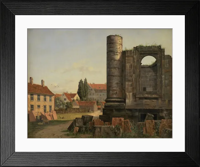 Framed Print : View of Marmorpladsen withe Ruins of the Uncompleted Frederik's Church in Copenhagen, 1838. Creator: Thorald Lessoe Framed Print : View of Marmorpladsen withe Ruins of the Uncompleted Frederik's Church in Copenhagen, 1838. Creator: Thorald Lessoe