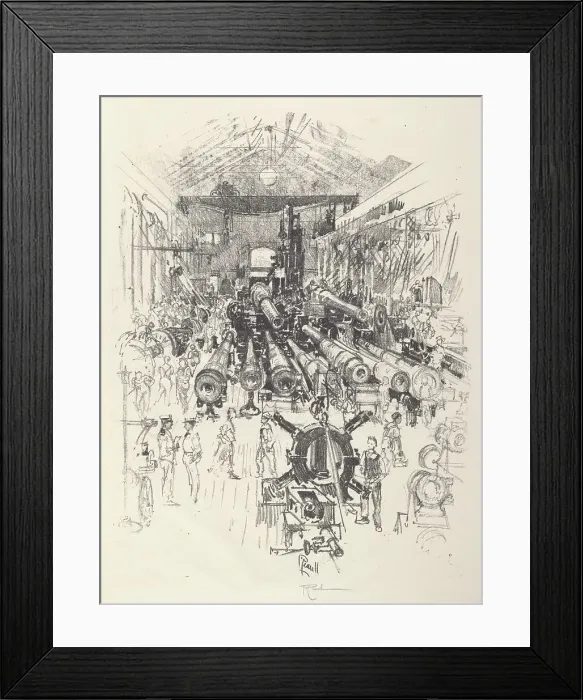 Framed Print : The Gun Factory, 1917. Creator: Joseph Pennell Framed Print : The Gun Factory, 1917. Creator: Joseph Pennell
