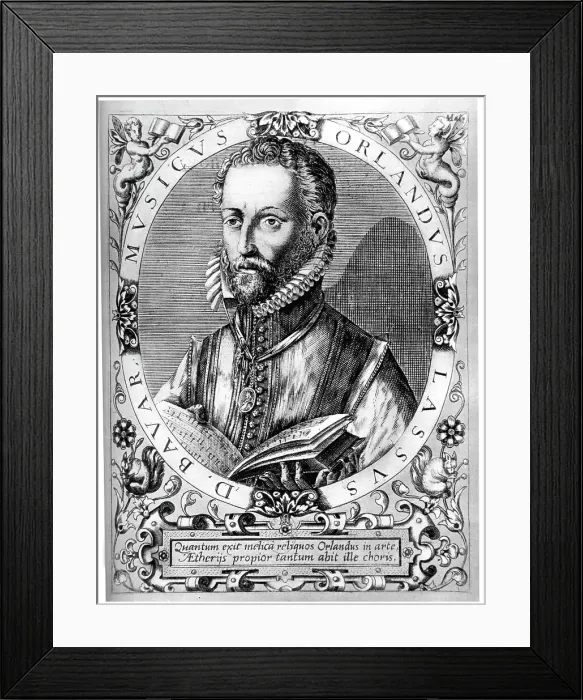 Framed Print : Orlande de Lassus, Franco-Flemish composer of the late Renaissance. Creator: Rene Boyvin Framed Print : Orlande de Lassus, Franco-Flemish composer of the late Renaissance. Creator: Rene Boyvin